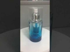 Cosmetic Glass Lotion Bottle Gradient Blue Customized Logo Plastic Cap