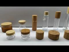 Lotion Cosmetic Jars 50g With Bamboo Wooden Cap Eco Friendly