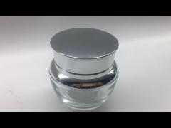 Cream Luxury Glass Cosmetic Jar  30g 50g Round Shape Empty  OEM