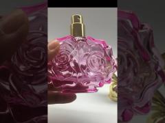 Pink Glass Perfume Bottle Flower Shaped With Butterfly Cap 30ml / 50ml