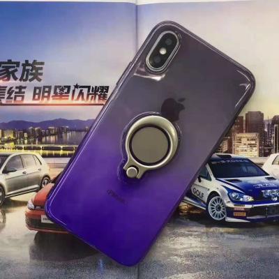 China Double Color Gradient Ring Magnetic Car Mount Holder Soft TPU Case Back Cover For Samsung A6 Plus/J8 2018/A9 STAR lite for sale