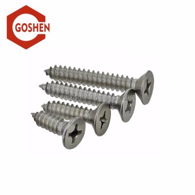 China Flat in DIN7982 ss304 a2-70 ST4.2*16mm Stock Cross Recessed Countersunk Head Tapping Screws for sale