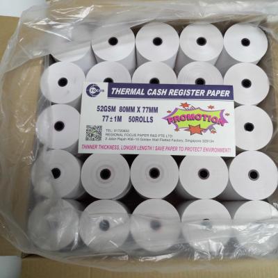 China 100 rollo blanco libre de papel termal del papel de la etiqueta engomada del rollo BPA de la posición de la Virgen 58gsm en venta
