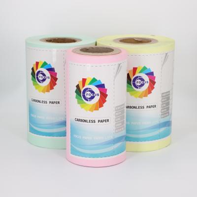中国 NCR Paper Roll With Black/ Blue Image And White/Pink/Yellow/Blue Green Color 販売のため