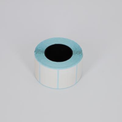 China 40mm X 45mm White Blue Thermal Label Paper Roll Adhesive Thermal Receipt Paper for sale