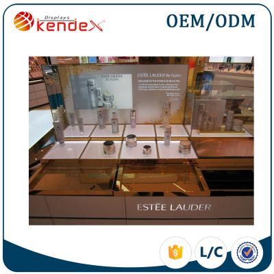 China High End Supermarket Skin Care Products Display Stand With Lighting For Estee Lauder Counter for sale
