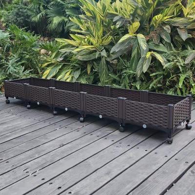 China Iso9001 Decorative Outdoor Plastic Planter On Wheels Environment Friendly for sale