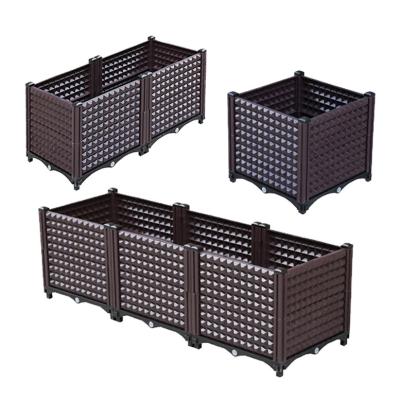 China Self Watering Courtyard Large Plastic Rectangular Planter Boxes Insect Proof for sale