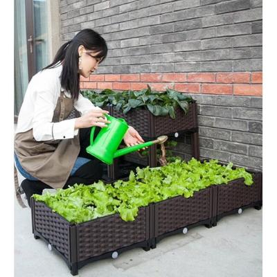 China 2pcs Elevated Polypropylene Plastic Raised Planter Boxes For Garden Sun Protection for sale