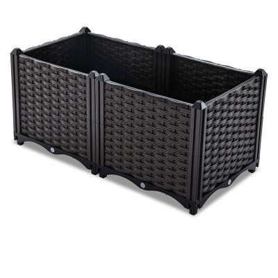 China High quality outdoor vegetable planting box square deepening plastic rattan resin planting box for sale