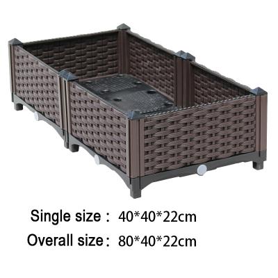 China Household 80*40*22CM Brown Plastic Raised Planter Boxes Rectangle European Style for sale