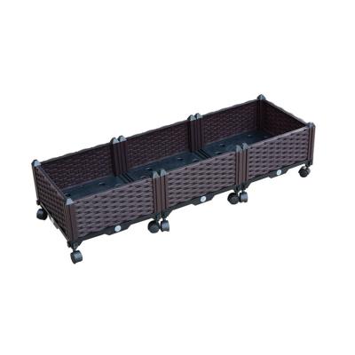 China 120cm*40cm*23cm Plastic Herb Garden Planter Raised Garden Bed With Casters for sale