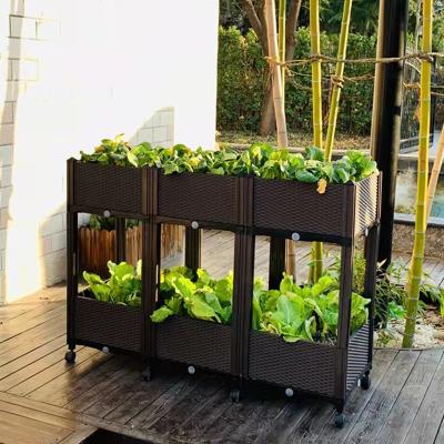 China Camas de plantação aumentadas plásticas Storable Herb Planter Box On Wheels da prova do inseto à venda