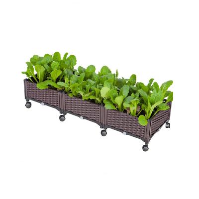 China SGS Certified Urban Garden Plastic Planter On Wheels Fire Proof Easy To Assemble for sale