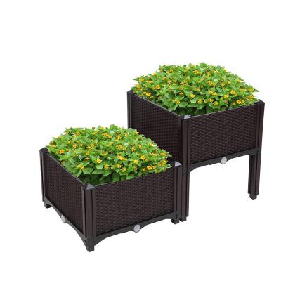 China Hot sale nursery pots plastic Raised Garden Bed plastic Plant Container Box Plastic Flower Vegetable Planter Box for sale