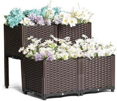 China Customizable Plastic Elevated Garden Planter Raised Flower Beds Plastic Not Coated for sale