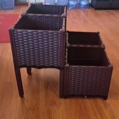 China Elevated Rectangular Plastic Flower Pots Garden Bed Assembly for sale
