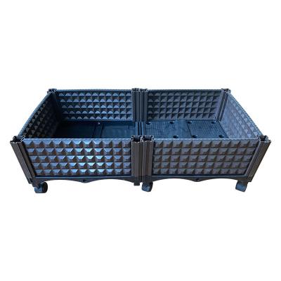 China Corrosion Proof Plastic Planter On Wheels Garden Planting Boxes Flexibility for sale