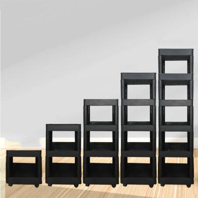 China Multi Layer Shelf Ultra Thin Plastic Storage Trolley Compression Resistance for sale