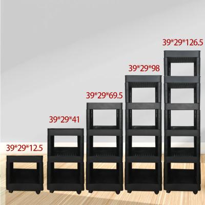 China Floor Type Bathroom Layered Plastic Storage Trolley Rack Environment Protection for sale
