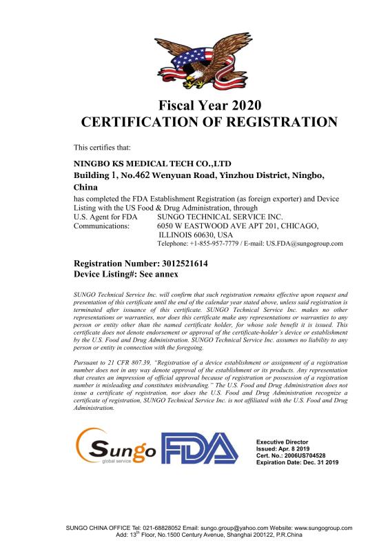 FDA - NINGBO KS MEDICAL TECH CO.,LTD