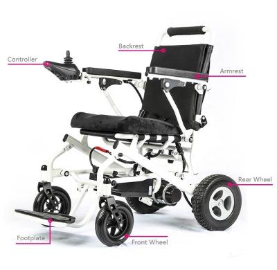 中国 KSM-602 Cheap motorized wheelchair travel foldable lightest power joystick wheelchair remote control electric wheelchair price 販売のため