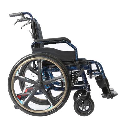 China Portable Manual Lightweight Folding Wheelchair With 24 Inch Solid Tire for sale
