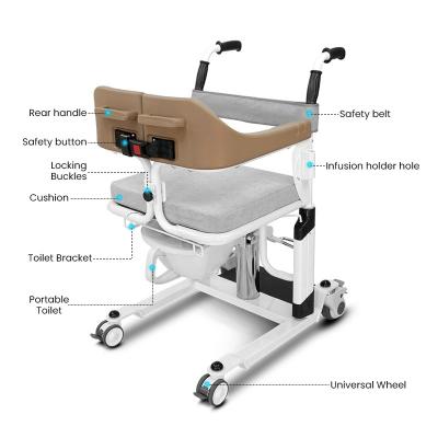 China Medical Electric Transfer Lift Chair Portable Hydraulic Toilet Wheelchair for sale