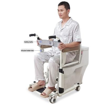 中国 Waterproof Hydraulic Transfer Chair Patient Transfer Lift Commode Wheelchair 販売のため