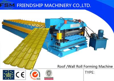 China 0.3mm - 0.8mm Glazed Tile Roll Forming Machine With 18 Forming Stations for sale