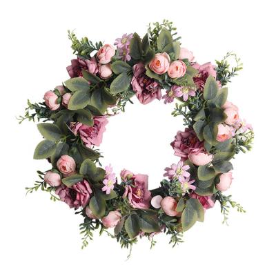 China Simulation Artificial Flowers Wreaths Eucalyptus Decorative Flowers Wreaths for sale