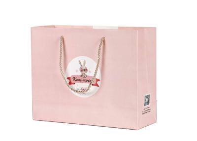 China Pink Color Paper Shopping Bags Reusable For Promotion / Shopping / Gift for sale