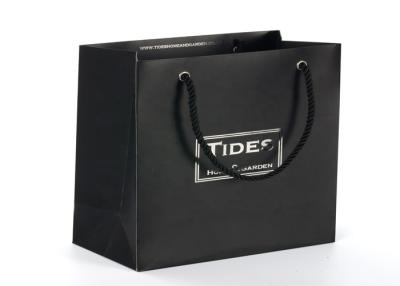 China Black Color Paper Merchandise Bags , Promotional Recycled Paper Carrier Bags for sale