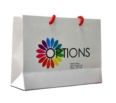 China White Printed Kraft Paper Bags Customzied Thickness For Company Promotion for sale