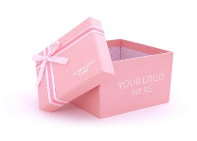 China Square Shape Pink Present Box , Logo Packaging Boxes Paperboard Material for sale