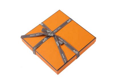 China Chocolate Custom Printed Gift Boxes High End Yellow Color With Ribbon Handle for sale