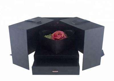 China Heart Shape Flower Gift Box With Drawer Double Opening Ribbon Decoration for sale