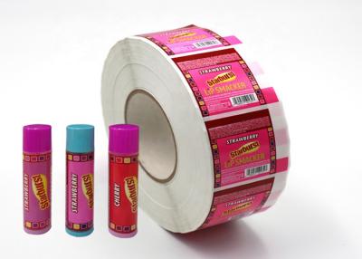 China Hard - Wearing Custom Adhesive Labels Pink Color Non Toxic For Lip Balm for sale