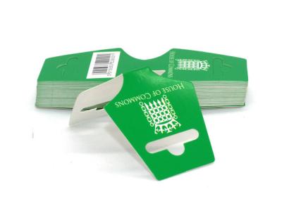 China Green Color Fluorescent Folded Swing Tags , Double Sided Product Hang Tags for sale