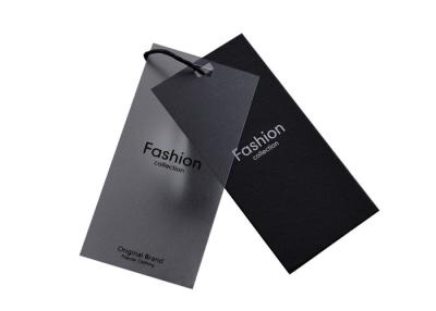 China Recyled Black Custom Printed Hang Tags Size 4.8 × 10cm With Frosted PVC Tag for sale