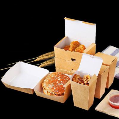 China Collapsible Fried Chicken Takeaway Boxes Kraft Paper Material Vent Hole Design for sale
