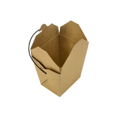 China Anti Leakage Food Box 350 Gsm Kraft Paper Material With Black Handle for sale
