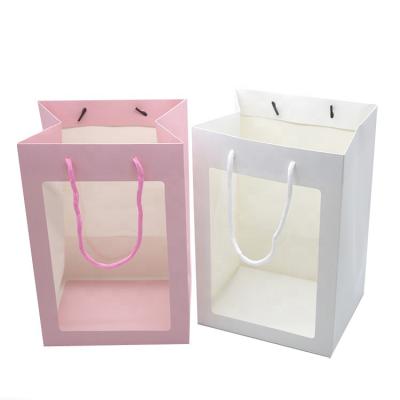 China Drawstring Luxury Gift Packaging Bags , Cardboard Paper Bag With Transparent Window for sale