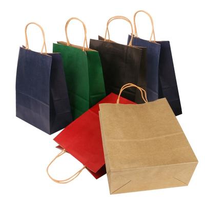 China Flat Bottom Personalized Brown Paper Bags With Paper Twisted Cord Handle for sale