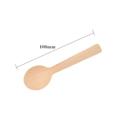 China 100mm Birchwood Disposable Wooden Dessert Spoons For Eating 100 Pcs for sale