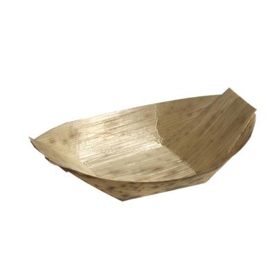 China Biodegradable Natural Bamboo Leaf Bowl Bamboo Boat Plate For Party for sale