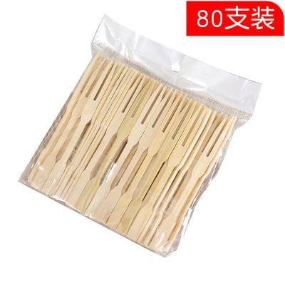 China Disposable Bamboo Party Forks Mini Wooden Cocktail Forks For Dessert Cake for sale