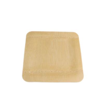 China Square Compostable Plates Bulk Disposable Bamboo Dishware 18cm for sale