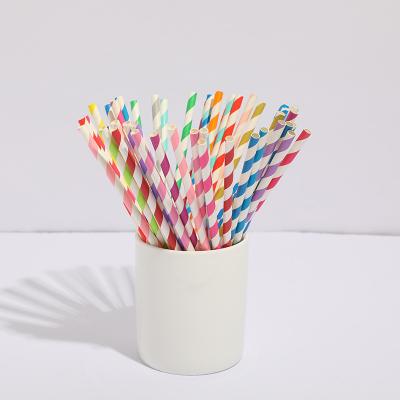 China 20cm Colorful Biodegradable Paper Drinking Straws For Cocktail Christmas Party for sale
