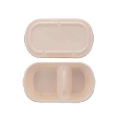 China Disposable White Sugarcane Bagasse Food Trays 2 Compartment for sale